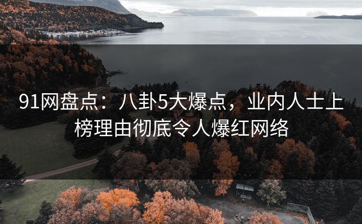 91网盘点：八卦5大爆点，业内人士上榜理由彻底令人爆红网络