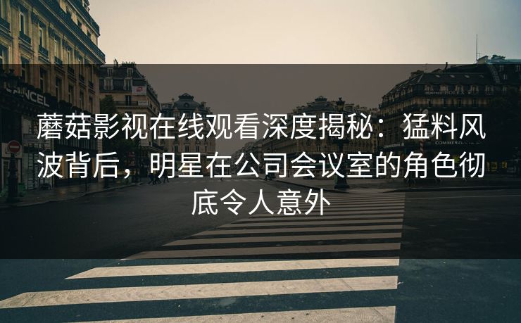 蘑菇影视在线观看深度揭秘：猛料风波背后，明星在公司会议室的角色彻底令人意外