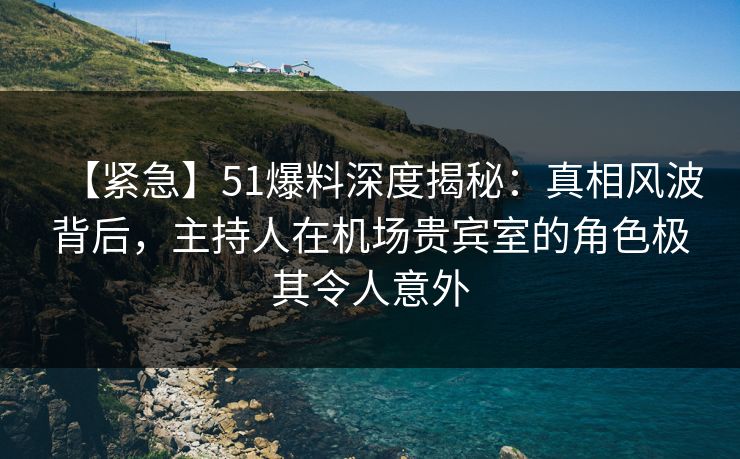 【紧急】51爆料深度揭秘：真相风波背后，主持人在机场贵宾室的角色极其令人意外