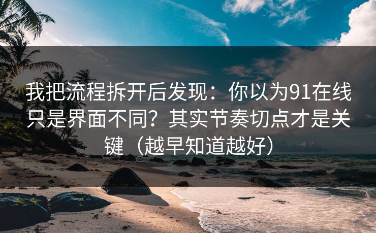 我把流程拆开后发现：你以为91在线只是界面不同？其实节奏切点才是关键（越早知道越好）
