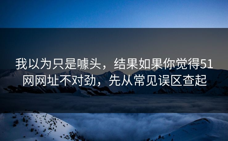 我以为只是噱头，结果如果你觉得51网网址不对劲，先从常见误区查起